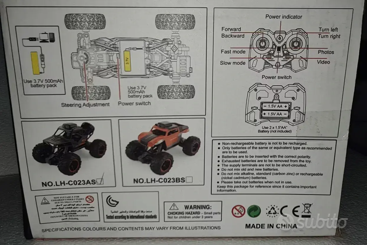 VEICOLO RADIOCOMANDATO 4WD con Guscio in PVC di Alta Qualità, VIDEOCAMERA HD -SPEDIZIONE IN TUTTA ITALIA VIA CORRIERE ESPRESSO COMPRESA NEL PREZZO